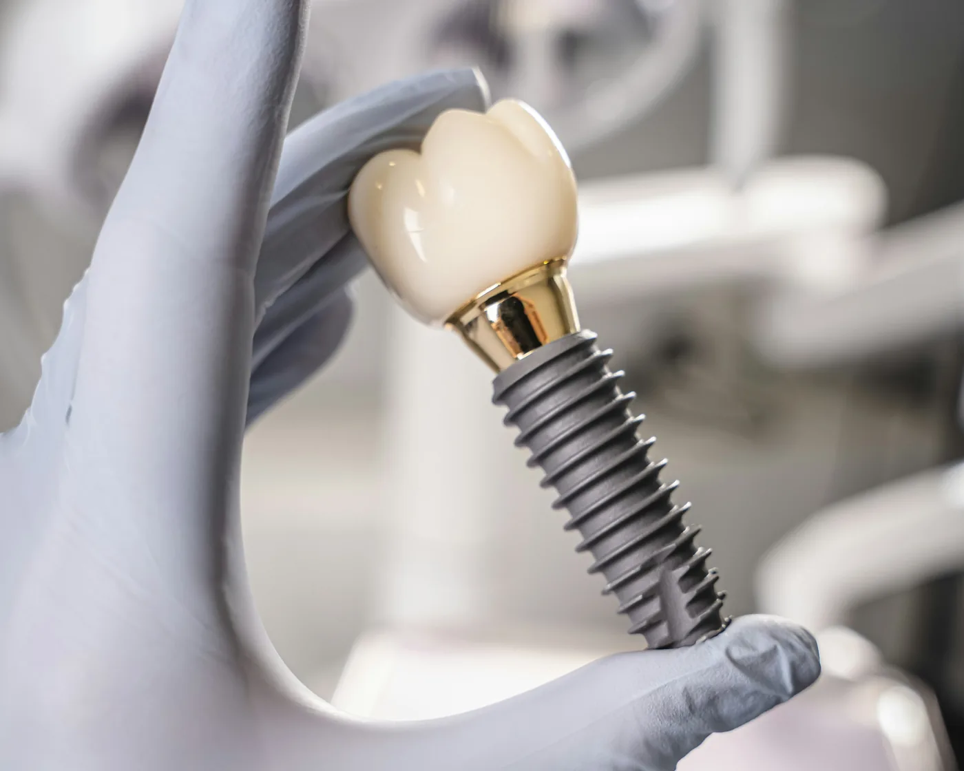 A dental crown on an implant